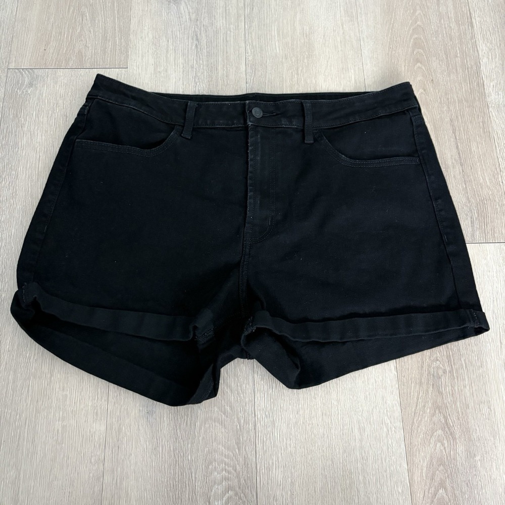 Old Navy Womens Shorts Size 16 Black Denim High Rise Wow Rolled Cuff Stretch